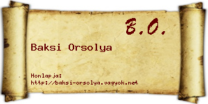 Baksi Orsolya névjegykártya